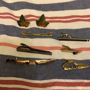 Tie bar & cuff link & collar bar lot vintage Swank